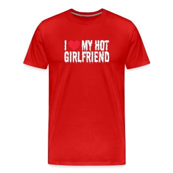 Girlfriend Freundin Beziehung Couple Liebe Pärchen - Männer Premium Bio T-Shirt - Rot - Vorne - Damien (186cm)