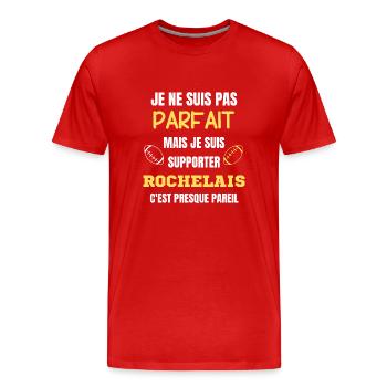 Supporter La Rochelle Parfait Rugby - T-shirt bio Premium Homme - rouge - Devant - Damien (186cm)
