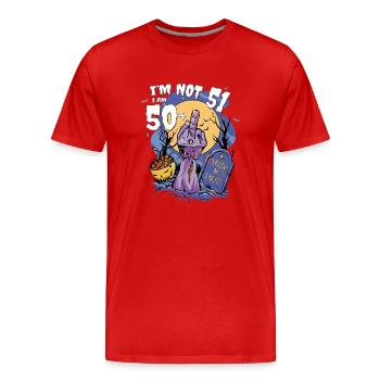 Zombie Finger 51e anniversaire - Spooky Fun pour - T-shirt bio Premium Homme - rouge - Devant - Damien (186cm)