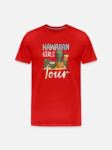 Visite des filles hawaïennes - T-shirt bio Premium Homme - rouge