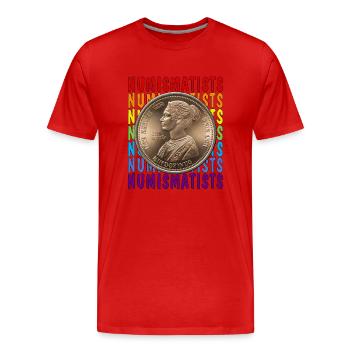 PIÈCES DE MONNAIE NUMISMATES - T-shirt bio Premium Homme - rouge - Devant - Damien (186cm)