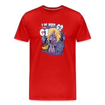62e anniversaire Zombie - 61 + Zombie Finger pour - T-shirt bio Premium Homme - rouge - Devant - Damien (186cm)