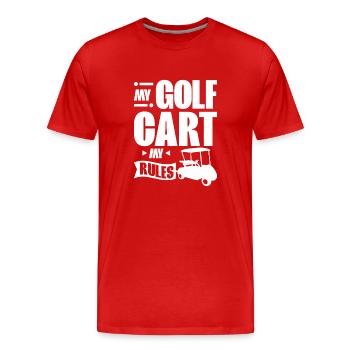 My golf cart my rules - Men's Premium Organic T-Shirt - red - Front - Damien (186cm)