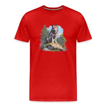 Loups Loup - T-shirt bio Premium Homme - rouge - Devant - Damien (186cm)