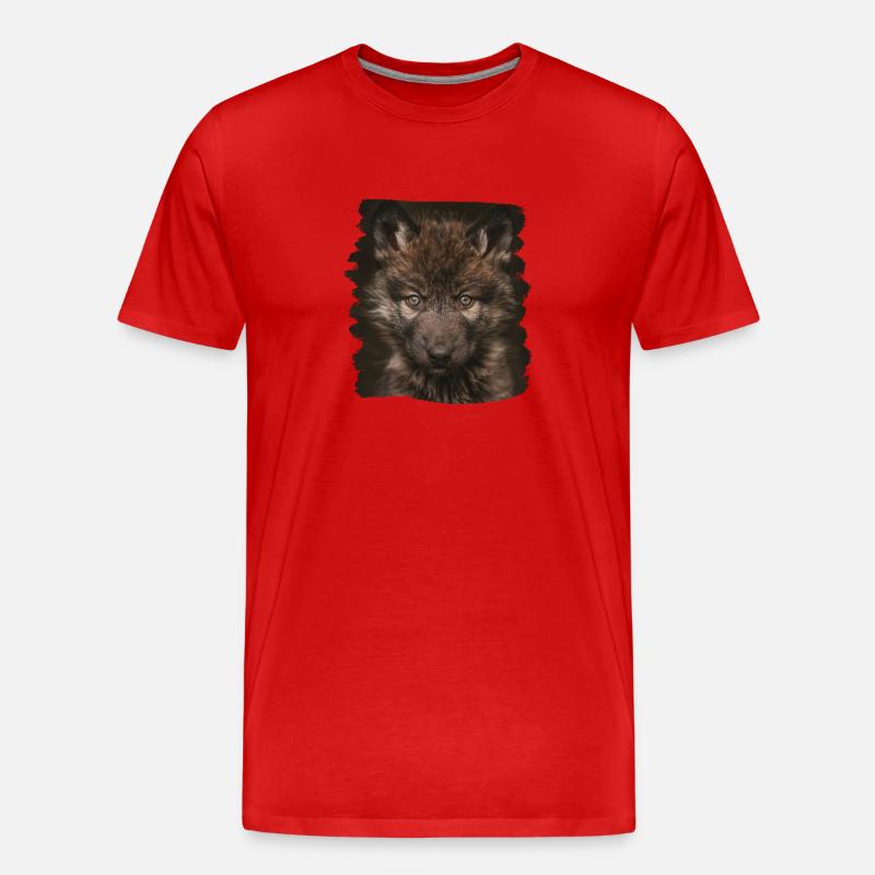 Wölfe Wolf - Männer Premium Bio T-Shirt - Rot