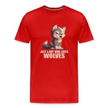 Loups Loup - T-shirt bio Premium Homme - rouge - Devant - Damien (186cm)