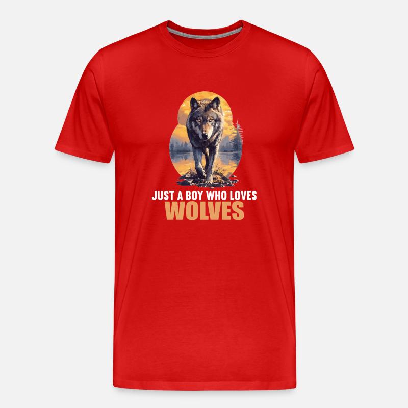Wölfe Wolf - Männer Premium Bio T-Shirt - Rot