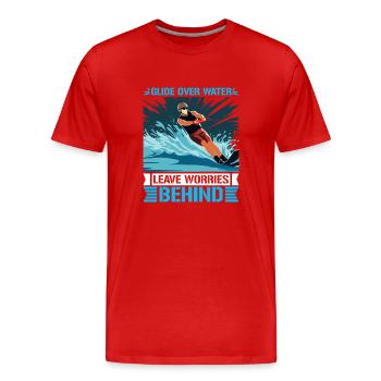 Gleiten Sie über das Wasser, lassen Sie die Sorgen hinter sich. - Männer Premium Bio T-Shirt - Rot - Vorne - Damien (186cm)