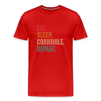 eat sleep cornhole repeat - Men's Premium Organic T-Shirt - red - Front - Damien (186cm)
