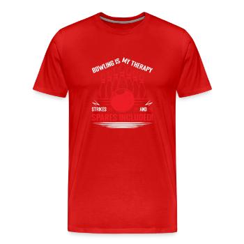 Bowling is my therapy – strikes and spares include - Men's Premium Organic T-Shirt - red - Front - Damien (186cm)