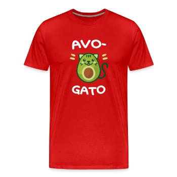 AvoGato Funny Avocado and Cat Lover Vegetarian Gif - Men's Premium Organic T-Shirt - red - Front - Damien (186cm)