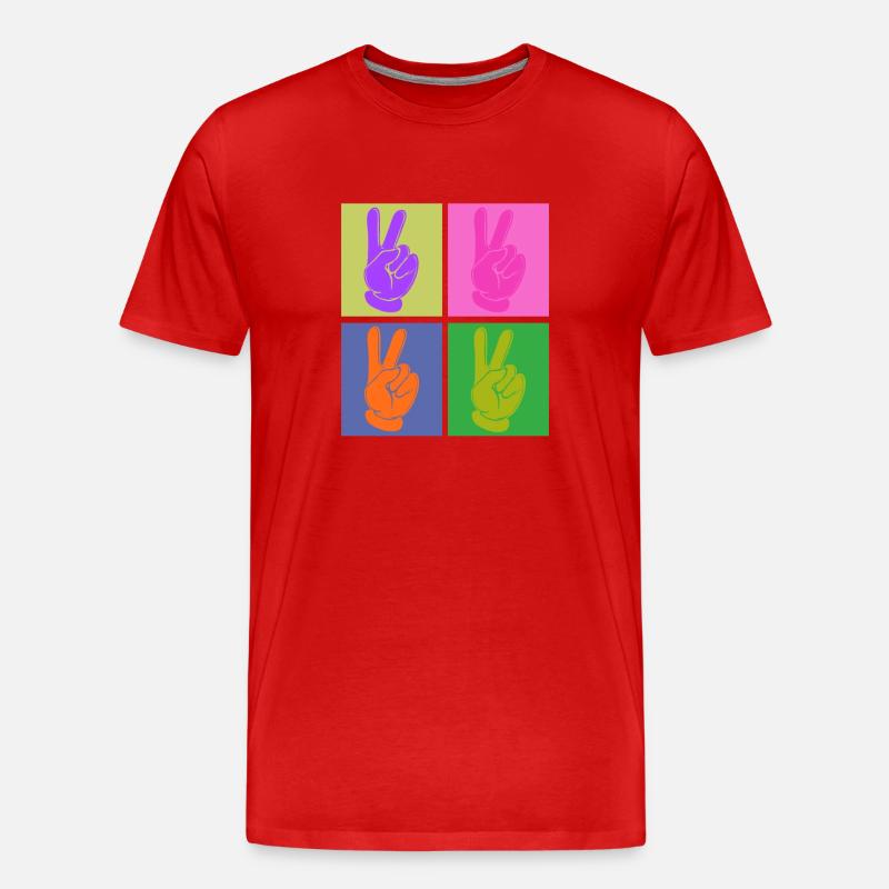 Bunter Friedensgriff Pop Art Design - Männer Premium Bio T-Shirt - Rot