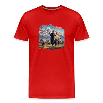 Bisons Bison - T-shirt bio Premium Homme - rouge - Devant - Damien (186cm)