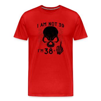 J’ai 38 ans et majeur - 39e anniversaire - T-shirt bio Premium Homme - rouge - Devant - Damien (186cm)