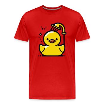 Quietschente gelbe Ente Dusche - Männer Premium Bio T-Shirt - Rot - Vorne - Damien (186cm)