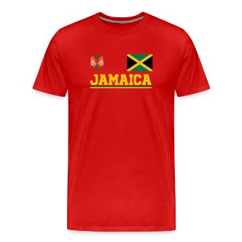 Jamaïque Jamaïque Rasta Raggea Drapeau Rastafari - T-shirt bio Premium Homme - rouge - Devant - Damien (186cm)