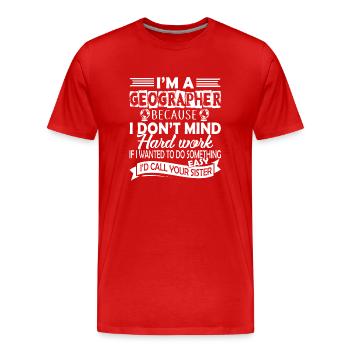 Geographer I'm A Geographer - Men's Premium Organic T-Shirt - red - Front - Damien (186cm)