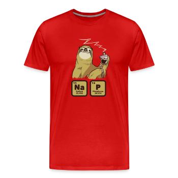 Slothy Napping Nap Slow Chilling Sloth - Men's Premium Organic T-Shirt - red - Front - Damien (186cm)