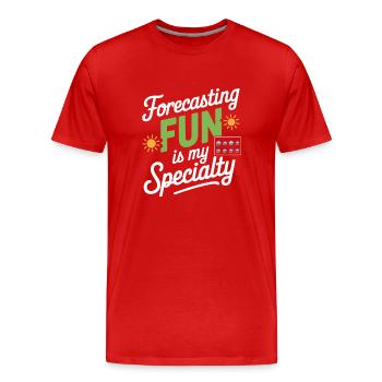 Weather-loving storm watcher and meteorologist - Men's Premium Organic T-Shirt - red - Front - Damien (186cm)