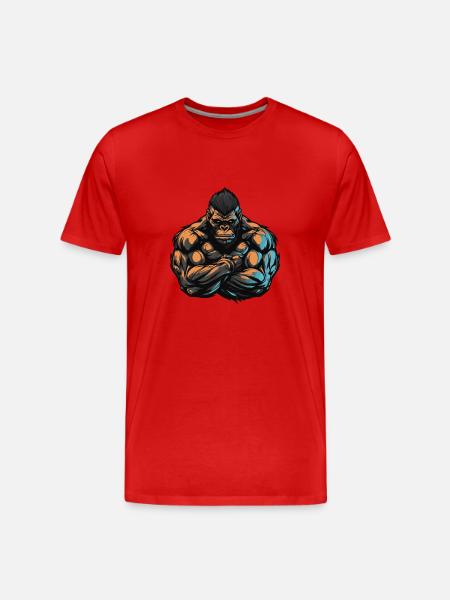 Gorilla Muscles Bodybuilding - Men's Premium Organic T-Shirt - red