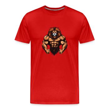 Leo Muscles Musculation - T-shirt bio Premium Homme - rouge - Devant - Damien (186cm)