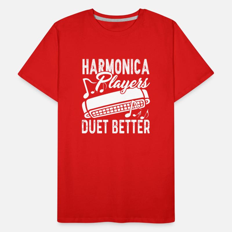 Harmonica Player Duet Better Men's Premium Organic T-Shirt