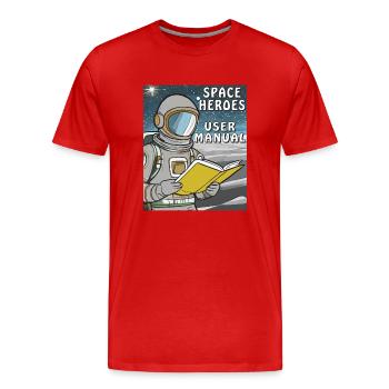 LIVRE D’ASTRONAUTE SPACE HERO MANUEL D’UTILISATION - T-shirt bio Premium Homme - rouge - Devant - Damien (186cm)