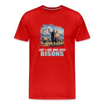 Bisons Bison - T-shirt bio Premium Homme - rouge - Devant - Damien (186cm)