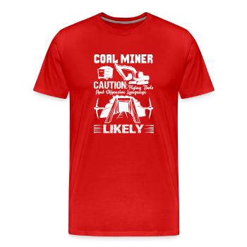 Coal Miner Coal Miner Caution - Men's Premium Organic T-Shirt - red - Front - Damien (186cm)