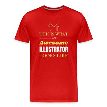Voici à quoi ressemble un illustrateur génial - T-shirt bio Premium Homme - rouge - Devant - Damien (186cm)