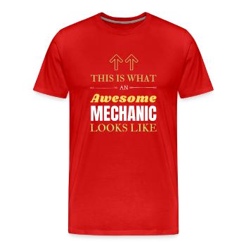 So sieht eine großartige Mechanik aus - Männer Premium Bio T-Shirt - Rot - Vorne - Damien (186cm)