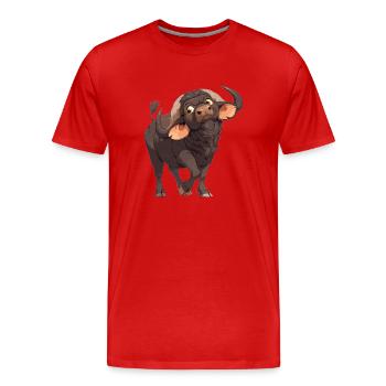 Buffalos Buffalo Büffel - Men's Premium Organic T-Shirt - red - Front - Damien (186cm)