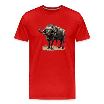 Buffalos Buffalo Büffel - Men's Premium Organic T-Shirt - red - Front - Damien (186cm)