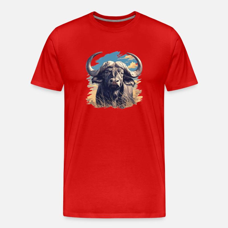 Buffalos Buffalo Büffel - Männer Premium Bio T-Shirt - Rot