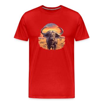 Buffalos Buffalo Büffel - Men's Premium Organic T-Shirt - red - Front - Damien (186cm)