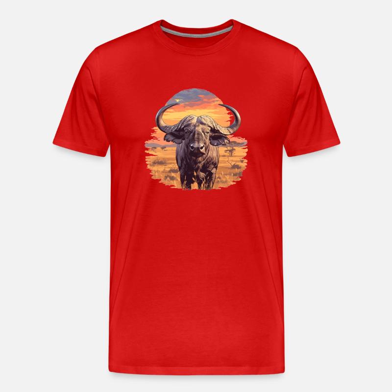 Buffalos Buffalo Büffel - Männer Premium Bio T-Shirt - Rot