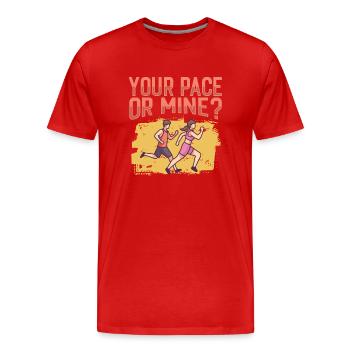 Jogging Your Pace Or Mine Running - Men's Premium Organic T-Shirt - red - Front - Damien (186cm)