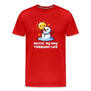 Schmelzen Meinen Weg Durch Das Leben Schneemann - Männer Premium Bio T-Shirt - Rot - Vorne - Damien (186cm)