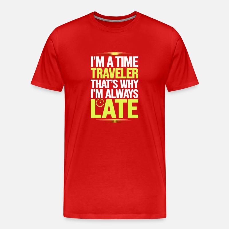 Zeitreise-sci-fi-enthusiast Und Zeitmaschine - Männer Premium Bio T-Shirt - Rot