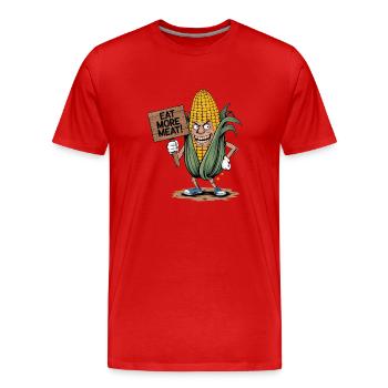 Eat More Meat Mais Maiskolben für einen Mais Fan - Männer Premium Bio T-Shirt - Rot - Vorne - Damien (186cm)