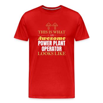Voici à quoi ressemble un opérateur de centrale électrique génial - T-shirt bio Premium Homme - rouge - Devant - Damien (186cm)
