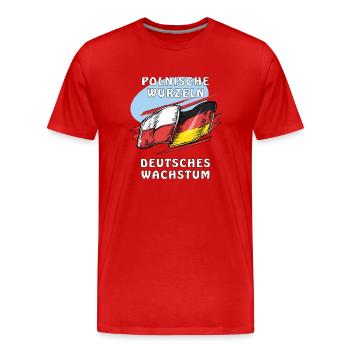 POLNISCHE WURZELN DEUTSCHES WACHSTUM - Männer Premium Bio T-Shirt - Rot - Vorne - Damien (186cm)