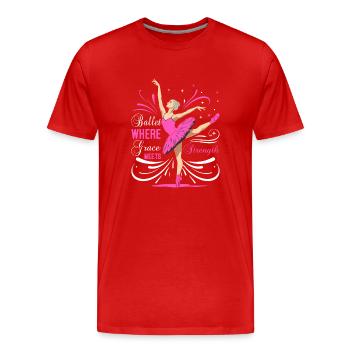 Ballett: Wo Anmut auf Kraft trifft - Männer Premium Bio T-Shirt - Rot - Vorne - Damien (186cm)