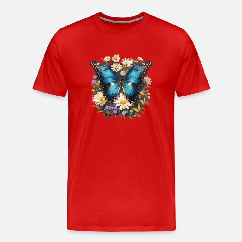 Butterfly Schmetterlinge Schmetterling - Männer Premium Bio T-Shirt - Rot