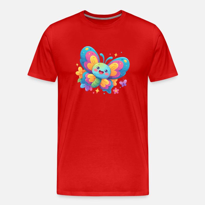 Butterfly Schmetterlinge Schmetterling - Männer Premium Bio T-Shirt - Rot