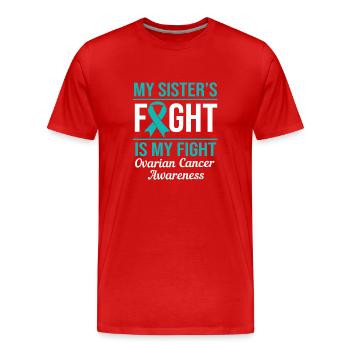 Cancer de l’ovaire Cancer survivant Cancer - T-shirt bio Premium Homme - rouge - Devant - Damien (186cm)