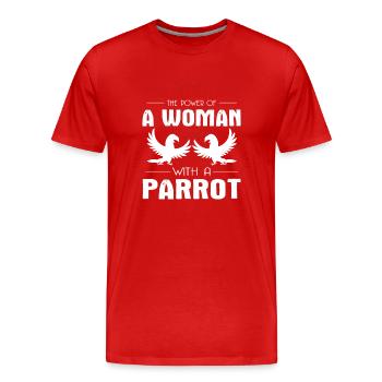 The Power Of A Woman With A Parrot - Men's Premium Organic T-Shirt - red - Front - Damien (186cm)