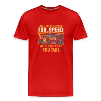 Alimentez votre passion pour la vitesse à chaque tour que vous faites - T-shirt bio Premium Homme - rouge - Devant - Damien (186cm)