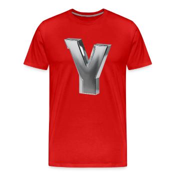 Chrome ,, Y " Métallisé - T-shirt bio Premium Homme - rouge - Devant - Damien (186cm)