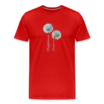 Pissenlit, Bonheur, Amour, Design Inspirant - T-shirt bio Premium Homme - rouge - Devant - Damien (186cm)
